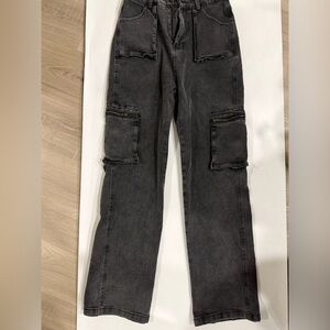 Women’s Gray/Black Cargo Jeans